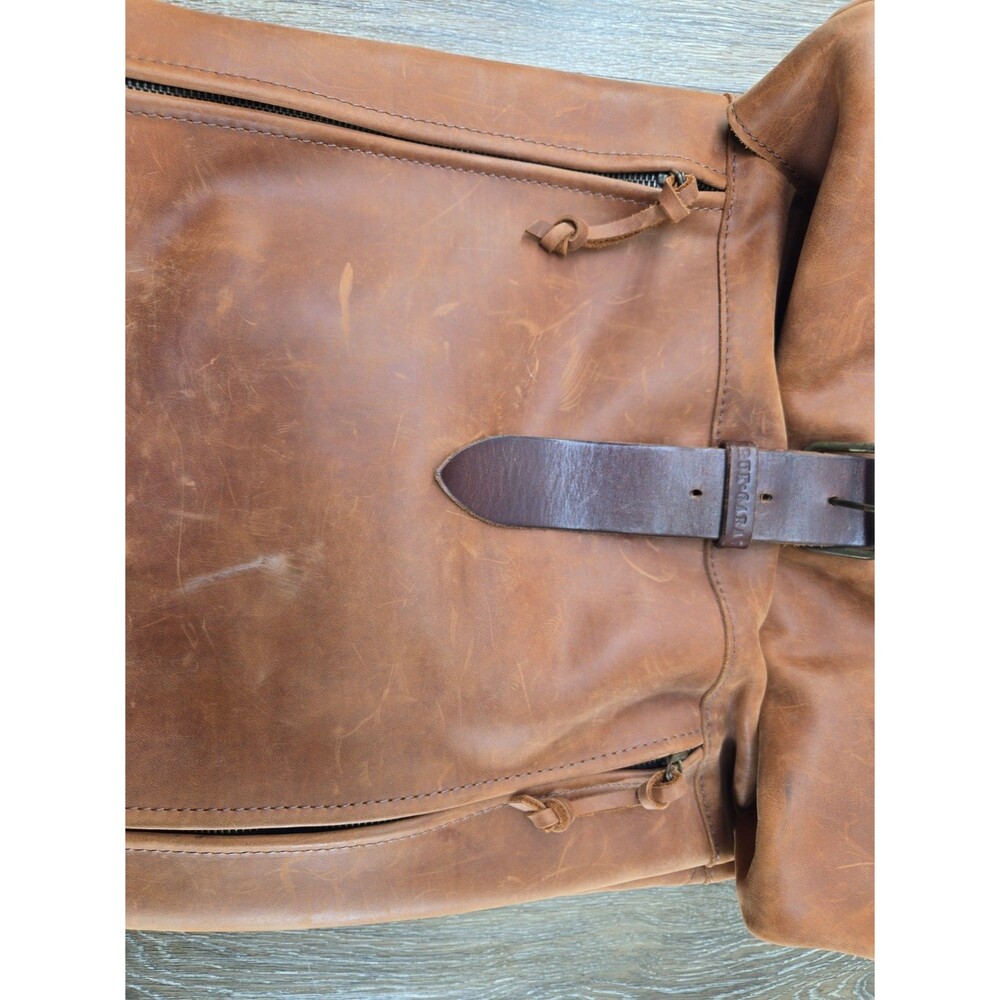 Kruk Garage Highway Backpack SE032 Men's L Cognac Brown Leather Roll Top - Picture 4 of 16